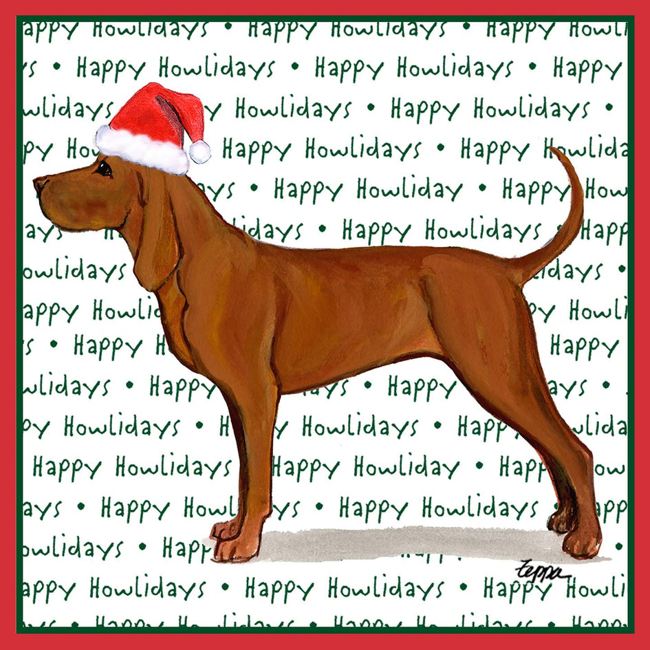 Redbone Coonhound Happy Howlidays Text - Adult Unisex Long Sleeve T-Shirt