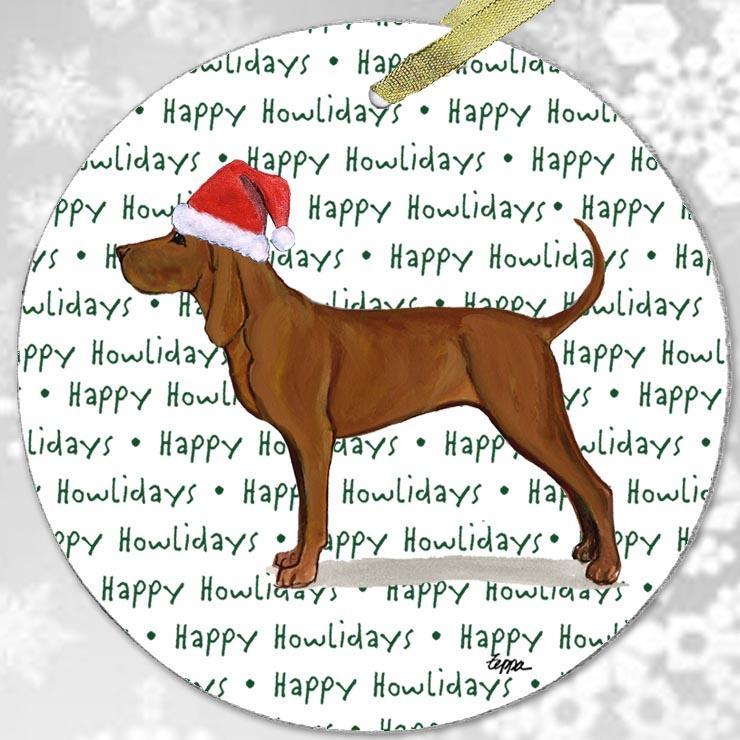 Redbone Coonhound "Happy Howlidays" Ornament