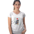 Rottweiler Puppy Happy Howlidays Text - Women's V-Neck T-Shirt