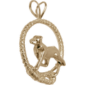 Solid 14K Gold Rottweiler Leash Pendant