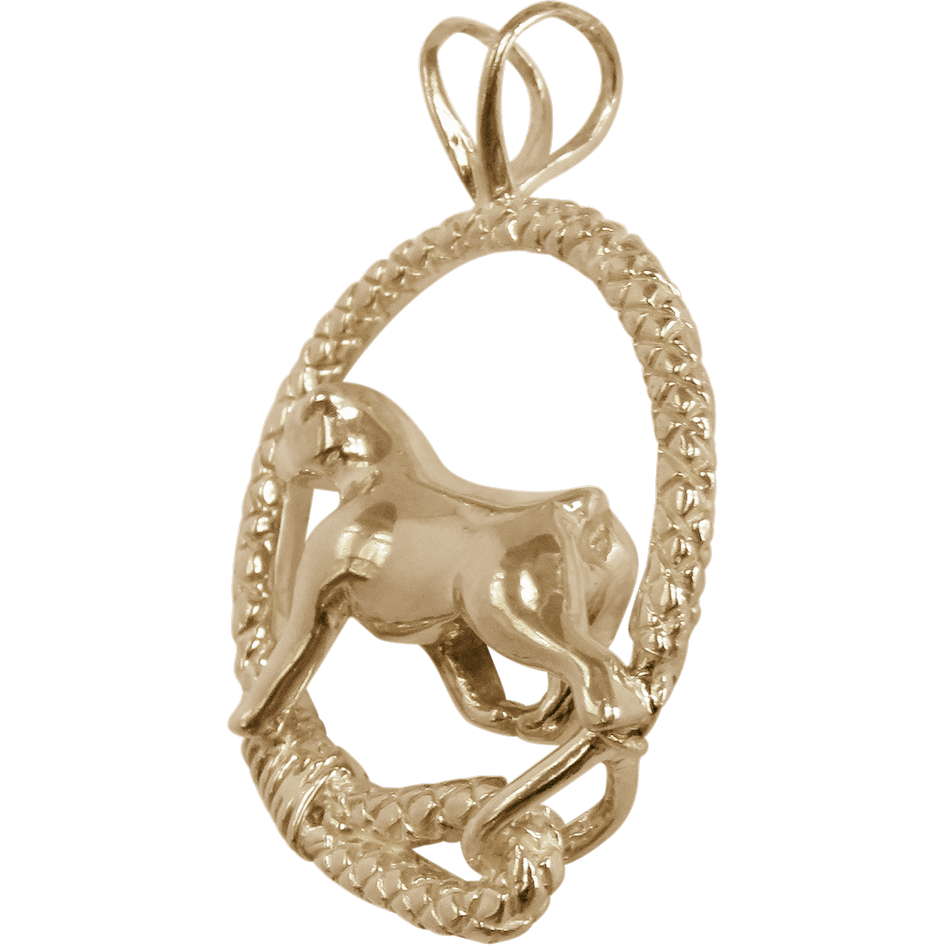 Solid 14K Gold Rottweiler Leash Pendant