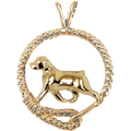 Solid 14K Gold Rottweiler Leash Pendant