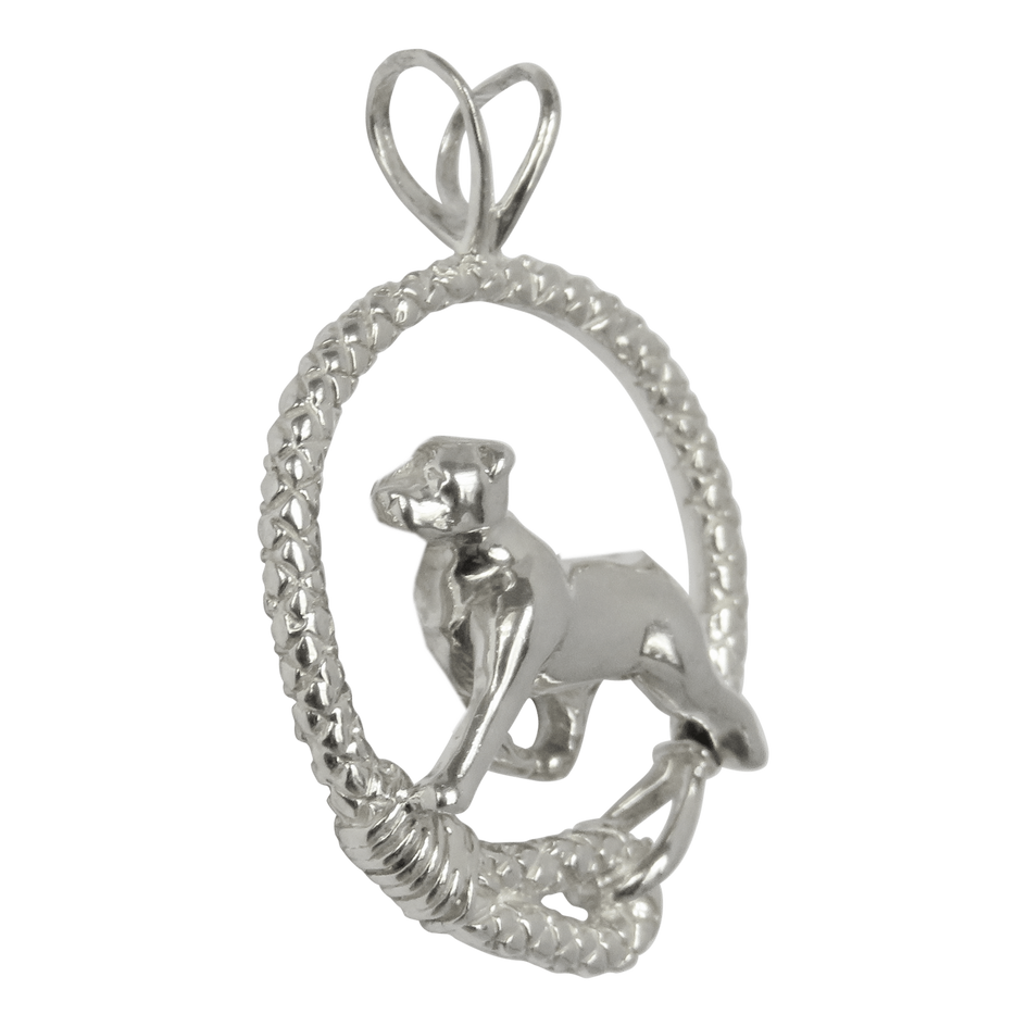Rottweiler in Solid Sterling Silver Leash Pendant