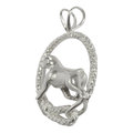 Rottweiler in Solid Sterling Silver Leash Pendant