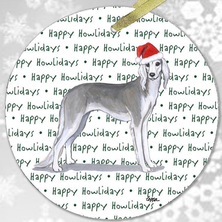 Saluki "Happy Howlidays" Ornament