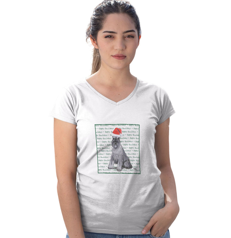 Standard Schnauzer Happy Howlidays Text - Women's V-Neck T-Shirt