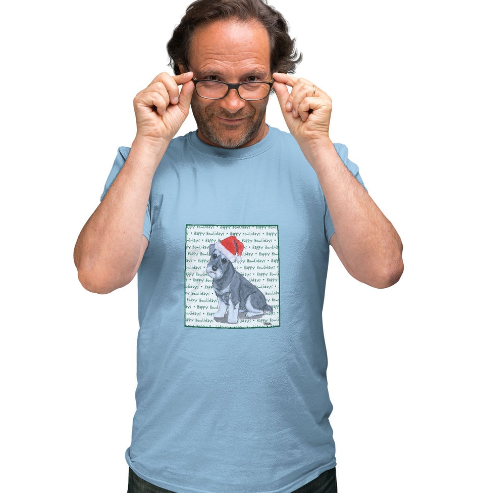 Standard Schnauzer Puppy Happy Howlidays Text - Adult Unisex T-Shirt