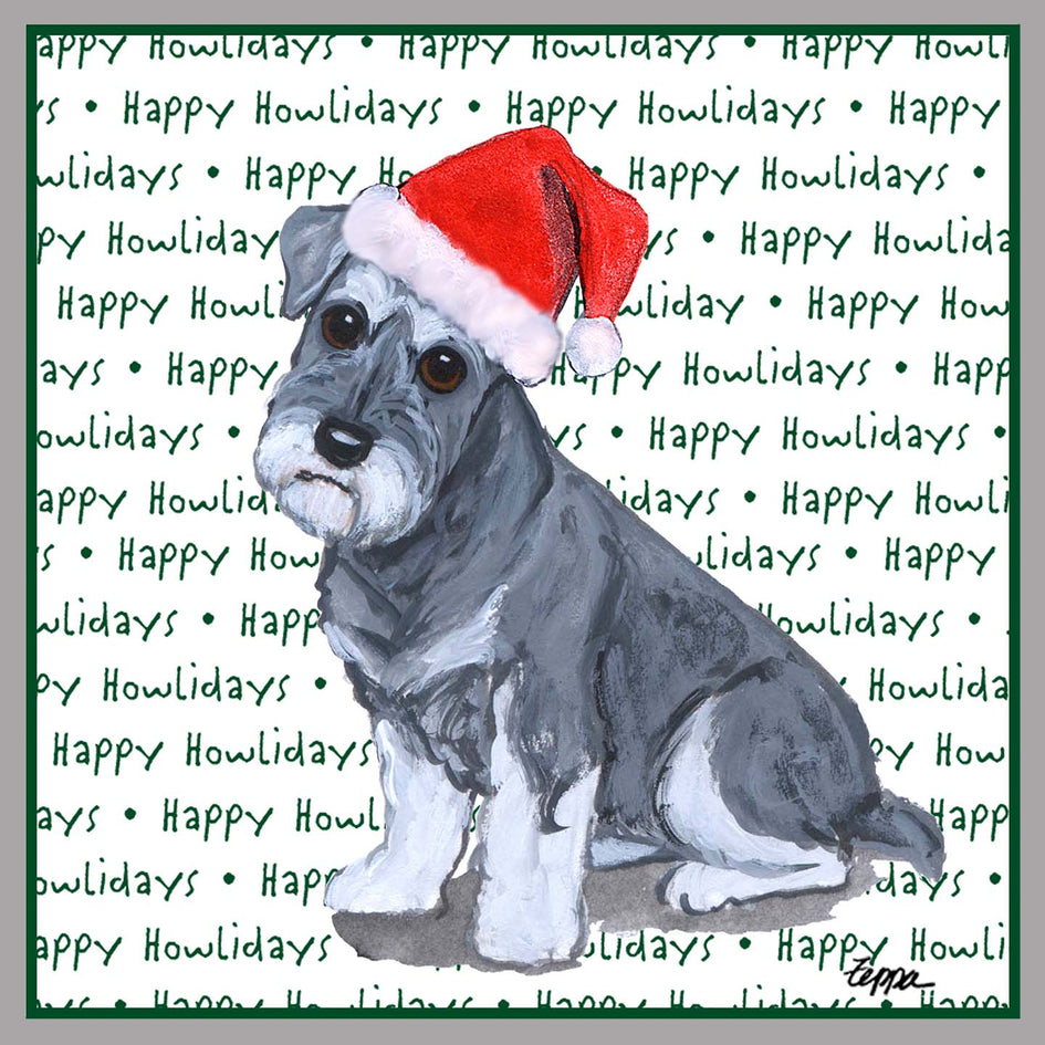 Standard Schnauzer Puppy Happy Howlidays Text - Adult Unisex Crewneck Sweatshirt