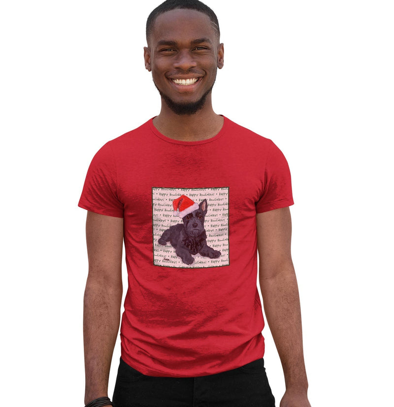 Scottish Terrier Puppy Happy Howlidays Text - Adult Unisex T-Shirt