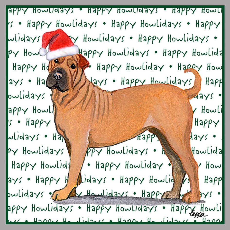 Chinese Shar-Pei Happy Howlidays Text - Adult Unisex Crewneck Sweatshirt