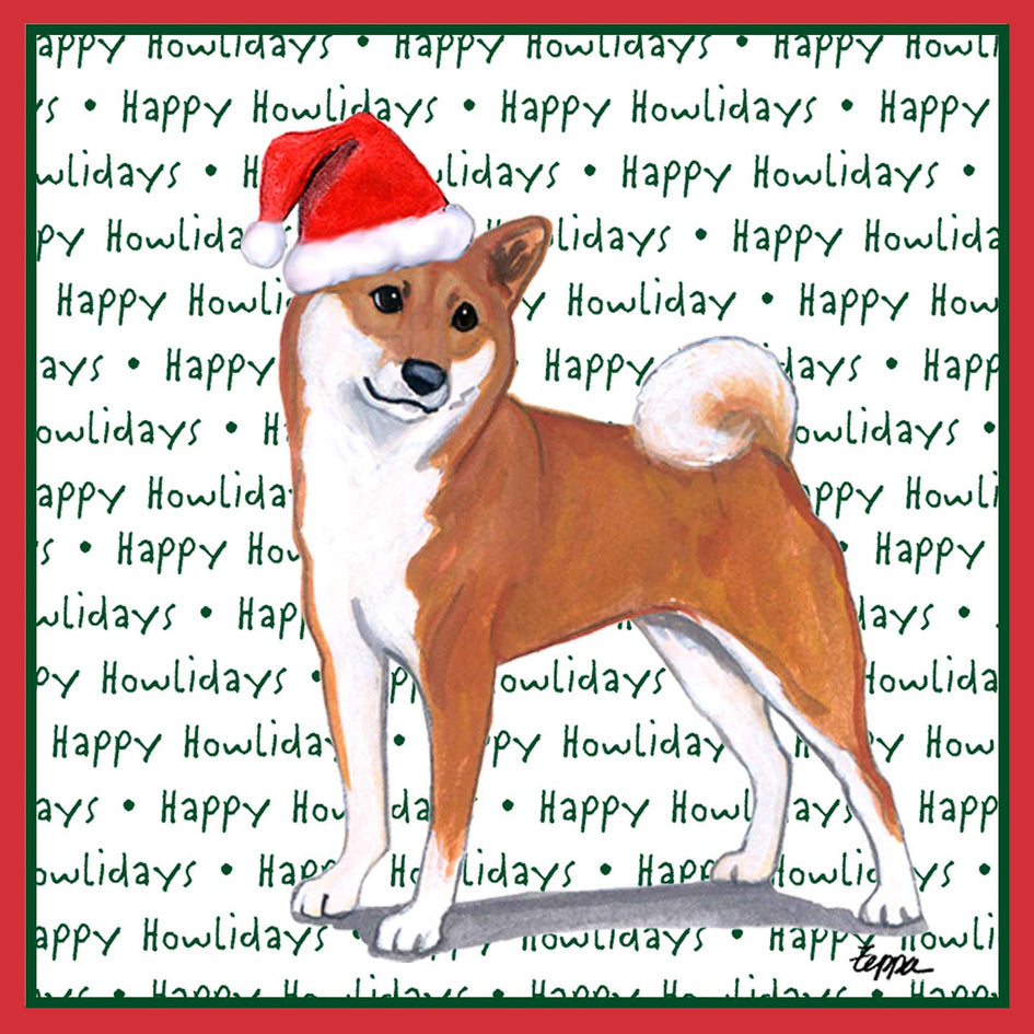 Shiba Inu Happy Howlidays Text - Adult Unisex Long Sleeve T-Shirt