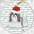 Shih Tzu, Tan and White "Happy Howlidays" Ornament