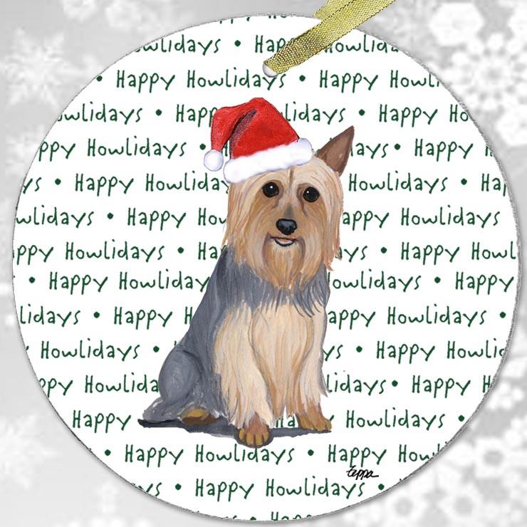 Silky Terrier "Happy Howlidays" Ornament