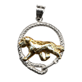 Solid 14K Gold Saint Bernard in Sterling Silver Leash Pendant