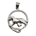 Saint Bernard in Solid Sterling Silver Leash Pendant