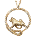 Solid 14K Gold Samoyed Leash Pendant