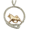 Solid 14K Gold Samoyed in Sterling Silver Leash Pendant