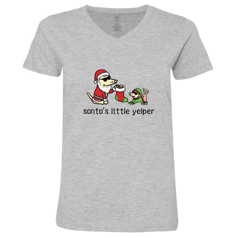 Santa's Little Yelper - Ladies T-Shirt V-Neck