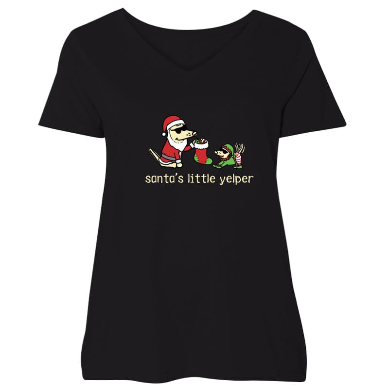 Santa's Little Yelper - Ladies Plus V-Neck Tee