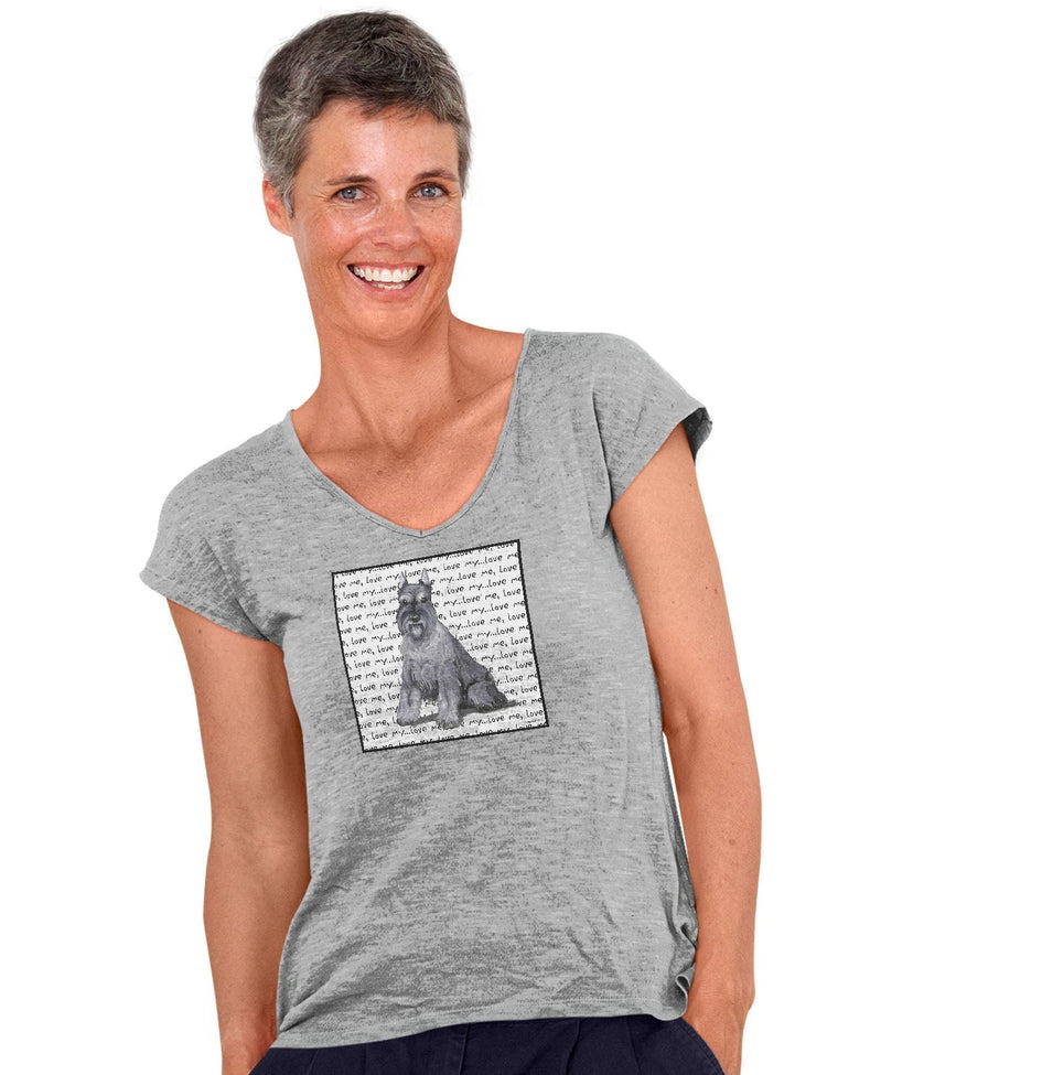 Schnauzer Love Text - Women's V-Neck T-Shirt