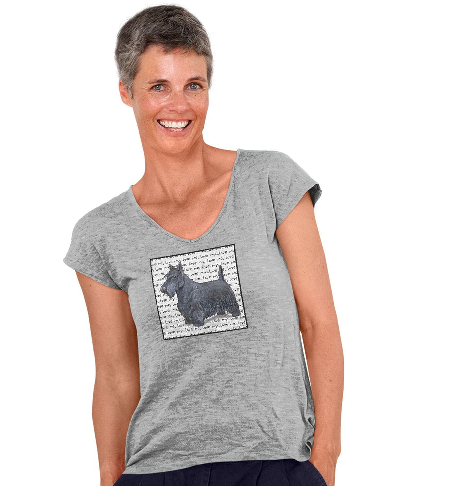 Scottish Terrier Love Text - Women's V-Neck T-Shirt