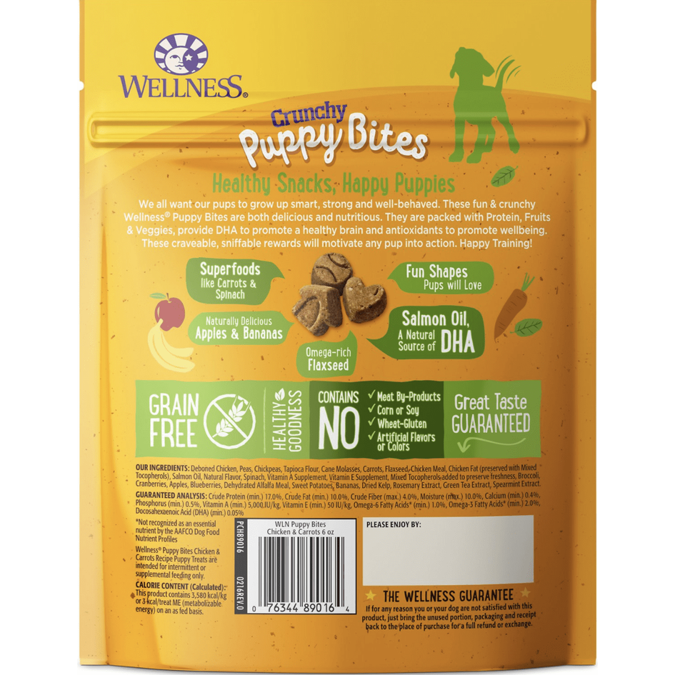 Wellness Grain-Free Crunchy Puppy Bites Chicken & Carrots Recipe Dog Treats, 6-oz bag