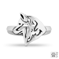 Siberian Husky, Head, Sterling Silver Ring