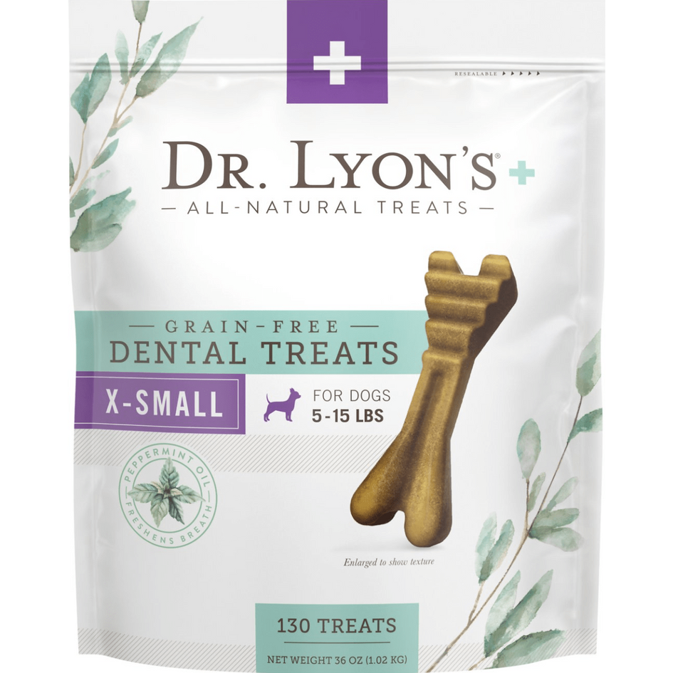 Dr. Lyon's Grain-Free Mint Flavored Extra Small Breed Dental Dog Treats, 130 count