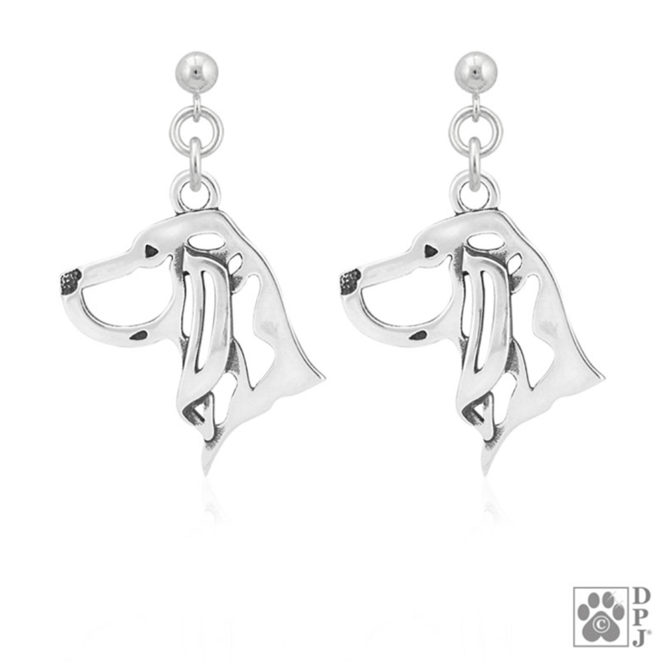 Sterling Silver Black & Tan Coonhound Earrings