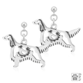 Sterling Silver Irish Setter Earrings w/Quail