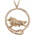 Solid 14K Gold Shetland Sheepdog Leash Pendant