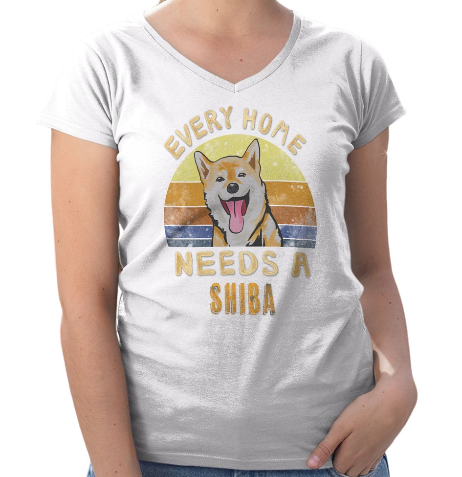 Every Home Needs a Shiba Inu - Women's V-Neck T-Shirt