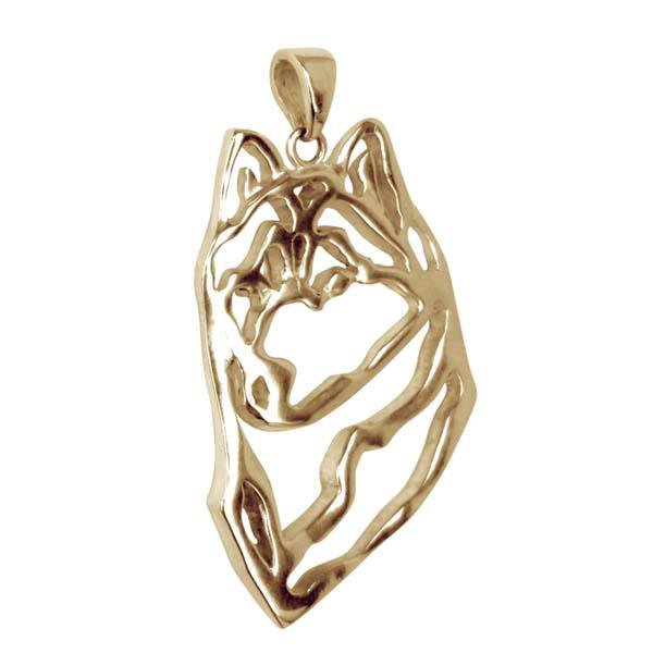 Siberian Husky  14K Gold Cut Out Pendant