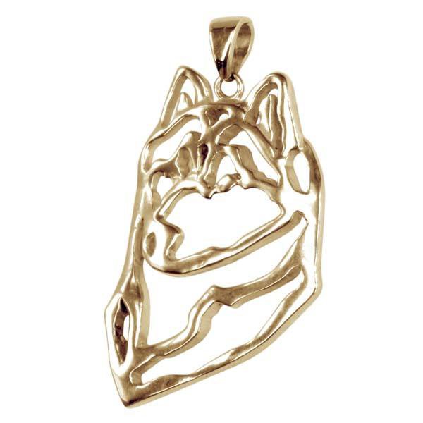 Siberian Husky  14K Gold Cut Out Pendant