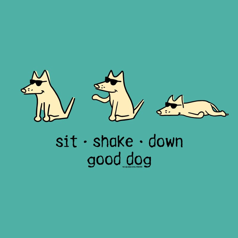 Sit, Shake, Down, Good Dog - Ladies T-Shirt V-Neck