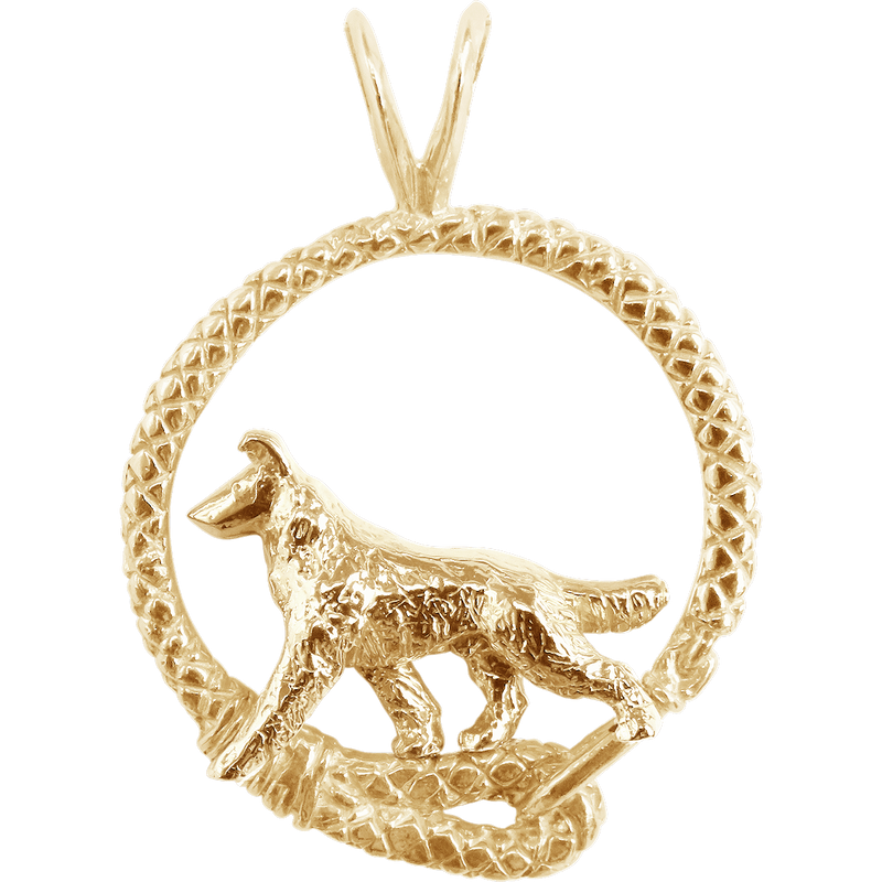 Smooth Coat Collie Solid 14K Gold Leash Pendant