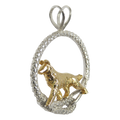Smooth Coat Collie in Solid 14K Gold and Sterling Silver Leash Pendant