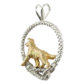 Smooth Coat Collie in Solid 14K Gold and Sterling Silver Leash Pendant