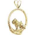Solid 14K Gold Soft Coated Wheaten Terrier Leash Pendant