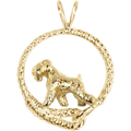 Solid 14K Gold Soft Coated Wheaten Terrier Leash Pendant