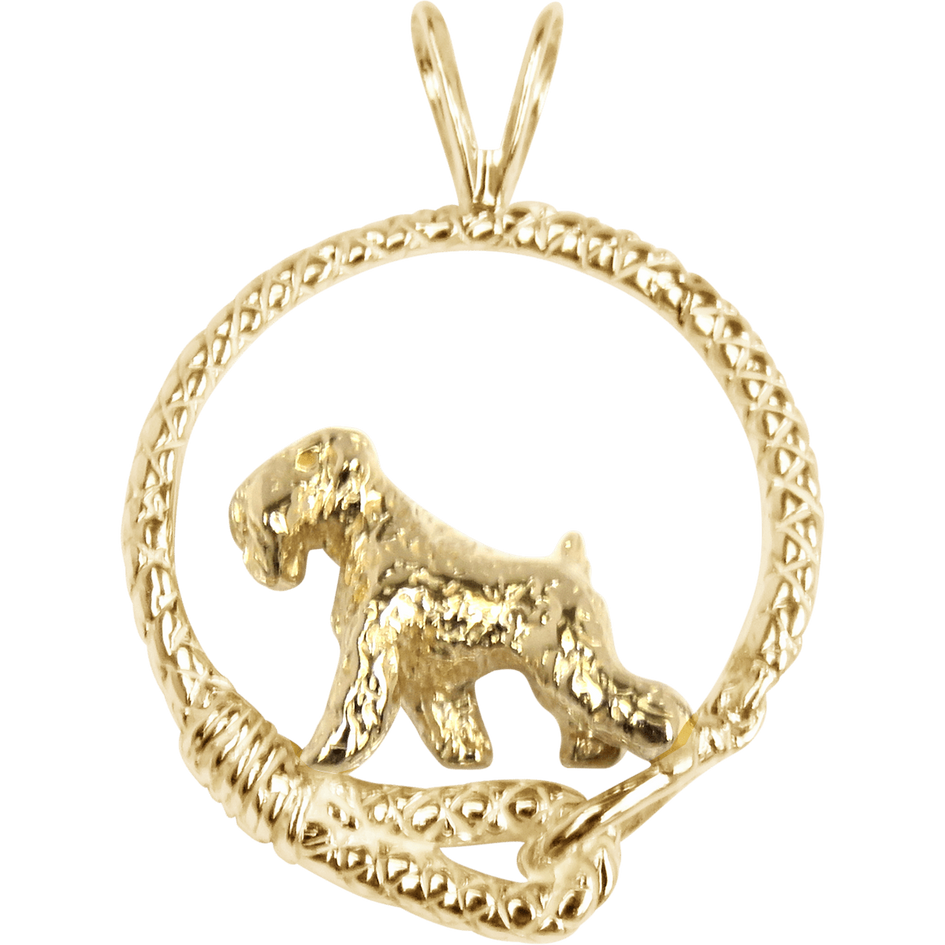 Solid 14K Gold Soft Coated Wheaten Terrier Leash Pendant