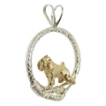 Solid 14K Gold Soft Coated Wheaten Terrier in Sterling Silver Leash Pendant