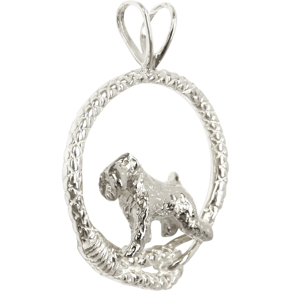 Soft Coated Wheaten Terrier in Solid Sterling Silver Leash Pendant