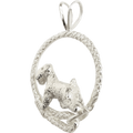 Soft Coated Wheaten Terrier in Solid Sterling Silver Leash Pendant