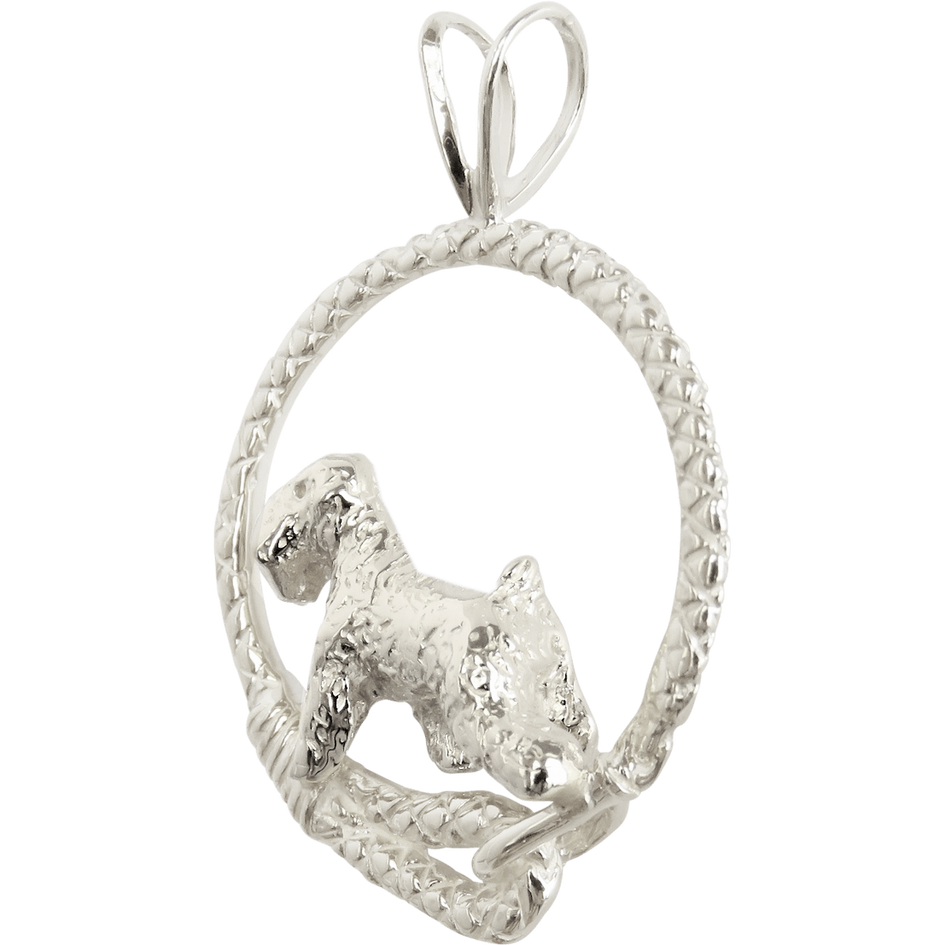 Soft Coated Wheaten Terrier in Solid Sterling Silver Leash Pendant