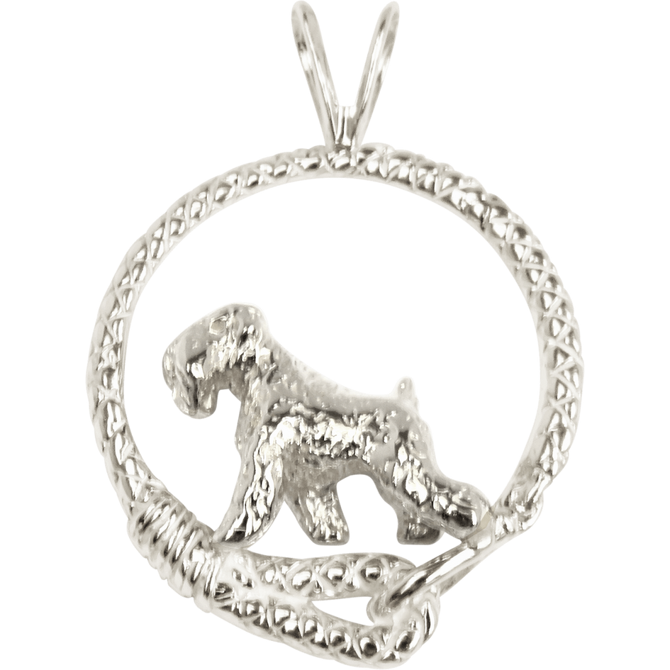 Soft Coated Wheaten Terrier in Solid Sterling Silver Leash Pendant
