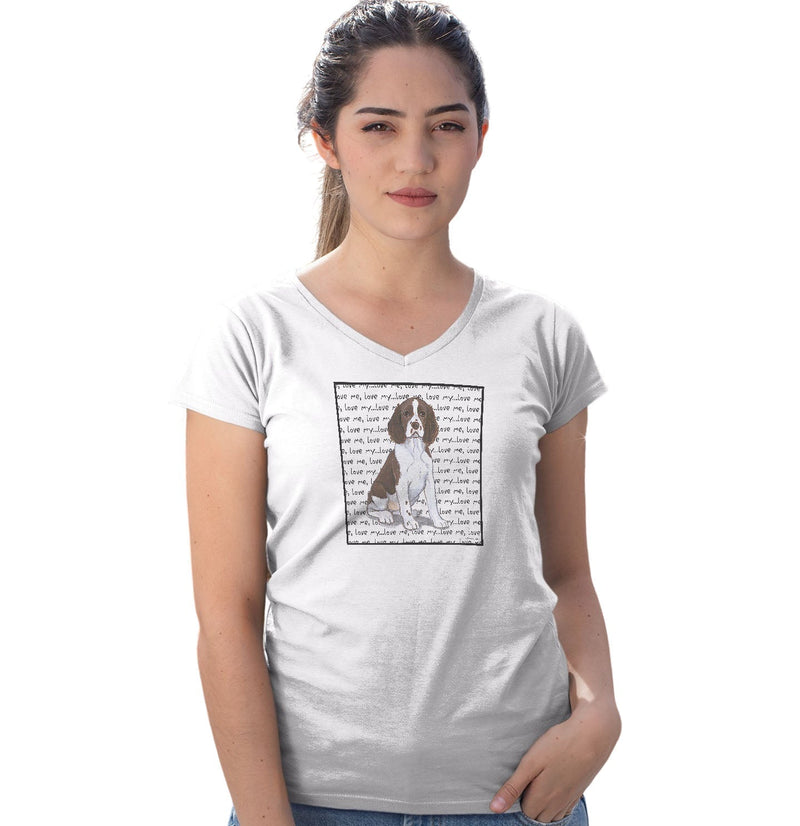 Springer Puppy Love Text - Women's V-Neck T-Shirt