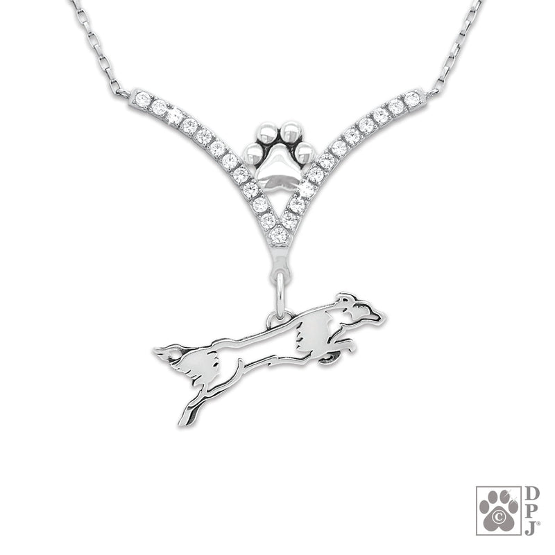 Fly Like A Border Collie VIP CZ Necklace, Body