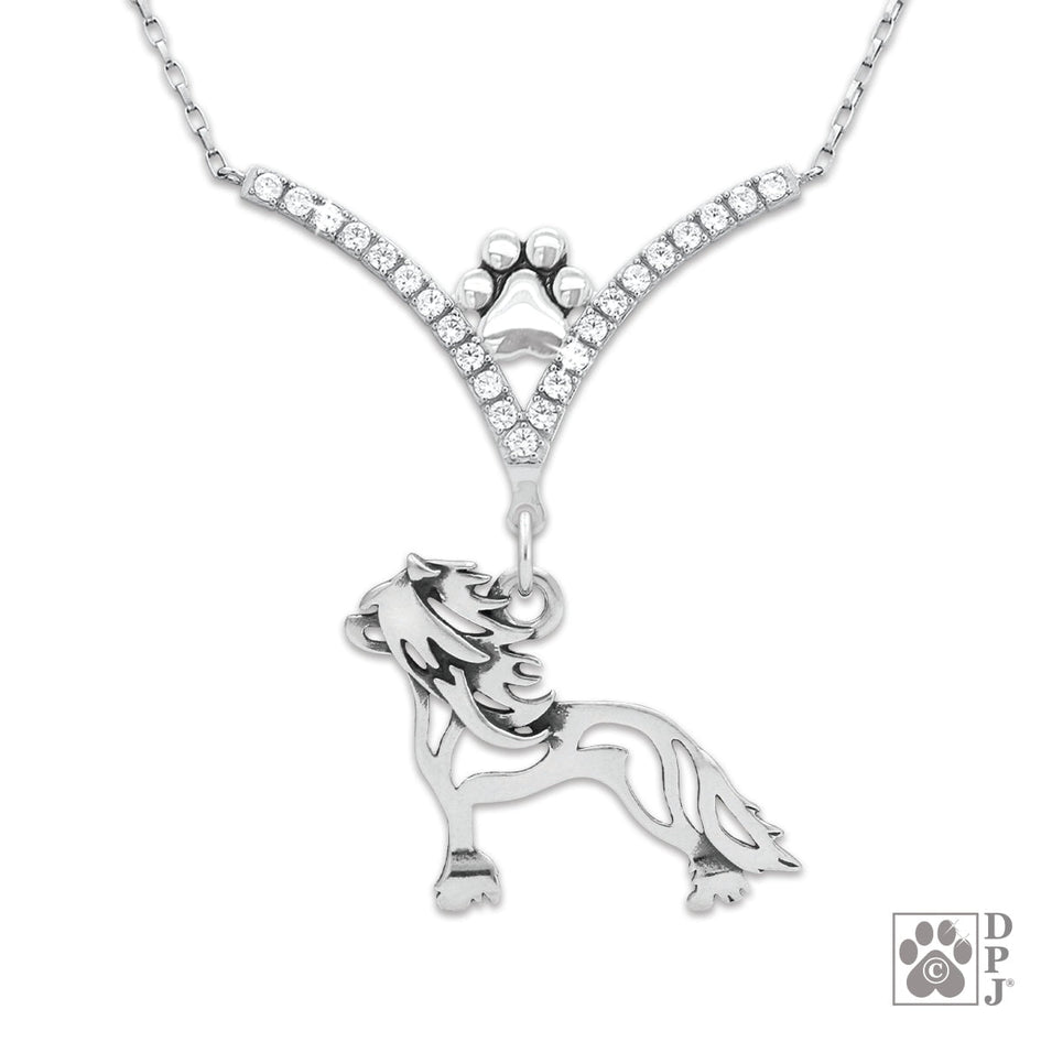 VIP Chinese Crested Hairless CZ Necklace, Body