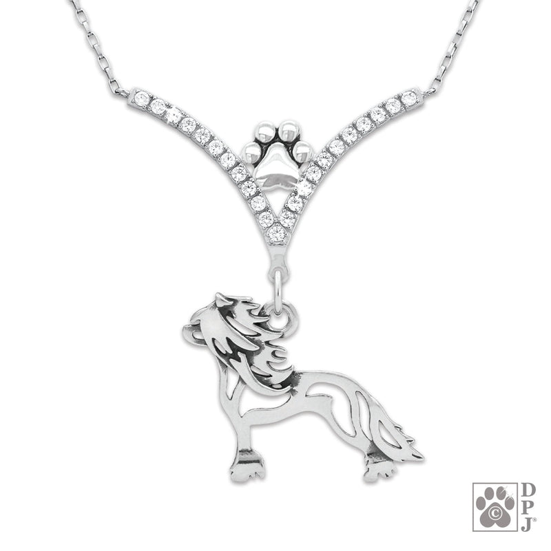 Chinese Crested Hairless VIP CZ Necklace, Body
